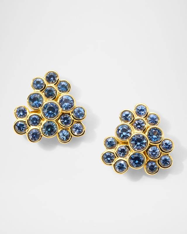 18K Gold Startlet Cluster Earrings in Blue Sapphire